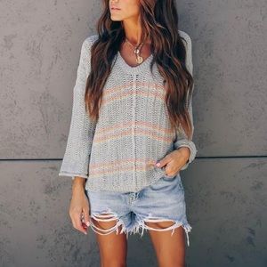 NEW VICI GREY SWEATER WITH BELL SLEEVES